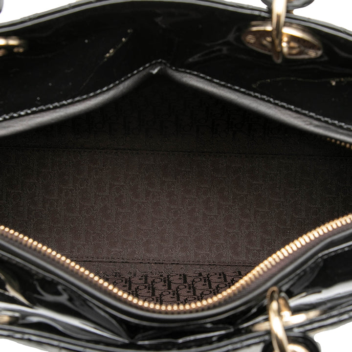 Dior Large Cuir verni Cannage Lady Dior