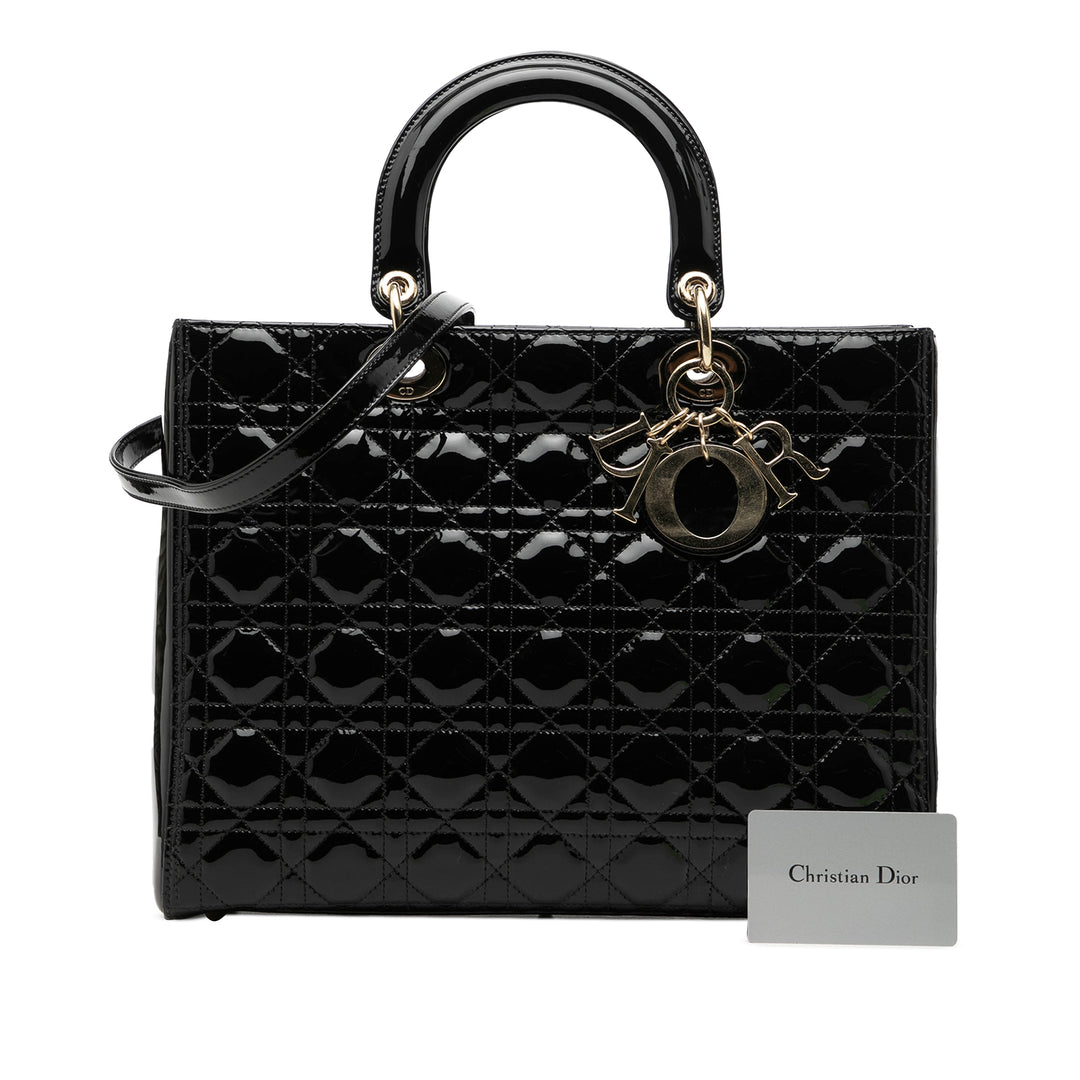 Dior Large Cuir verni Cannage Lady Dior