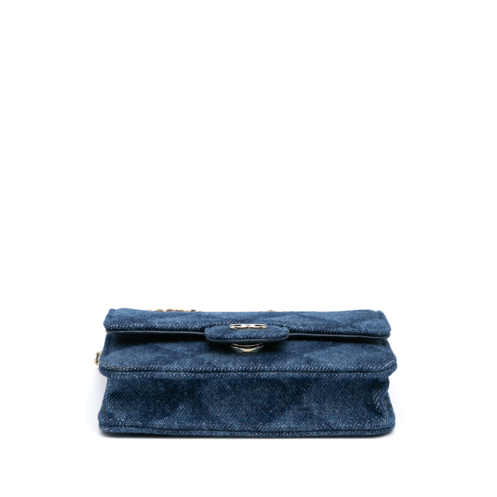 Denim Printed Belt Bag Blue - Gaby Paris