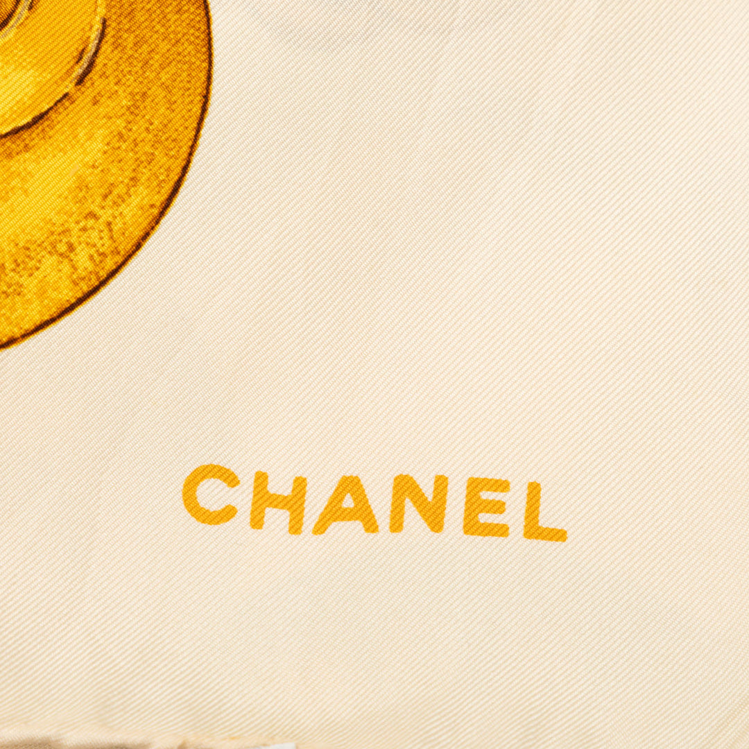 Chanel CC Medallion Chain Printed Soie Foulard