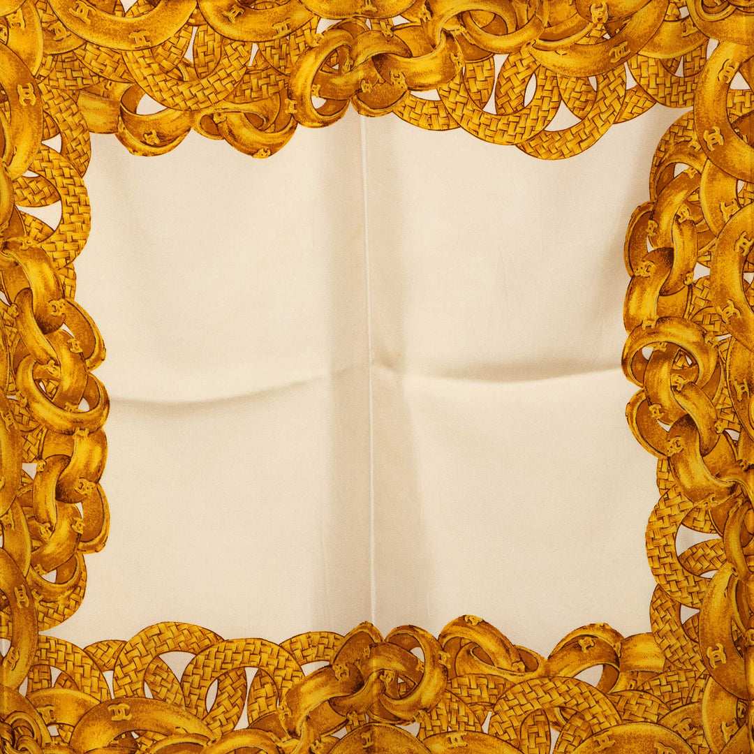 Chanel CC Medallion Chain Printed Soie Foulard