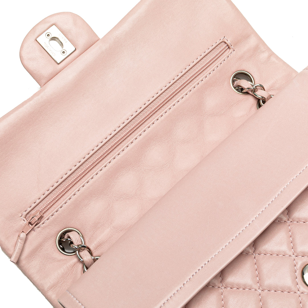 Medium Classic Lambskin Double Flap Pink - Gaby Paris