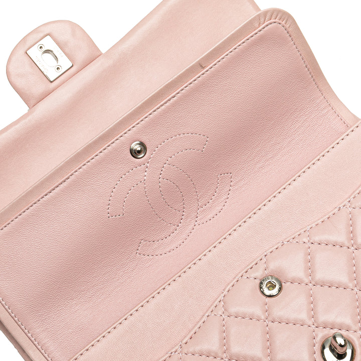 Medium Classic Lambskin Double Flap Pink - Gaby Paris