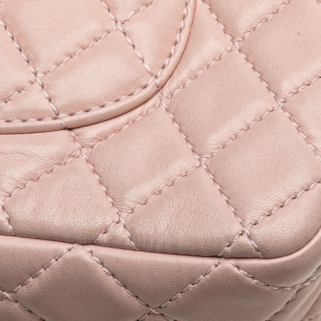 Medium Classic Lambskin Double Flap Pink - Gaby Paris