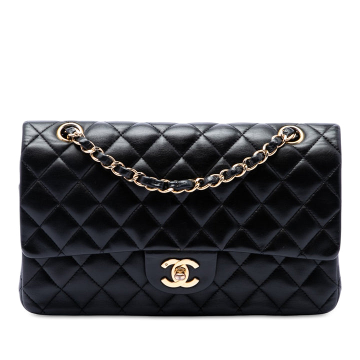 Classic Double rabat Moyen Cuir d'agneau Noir