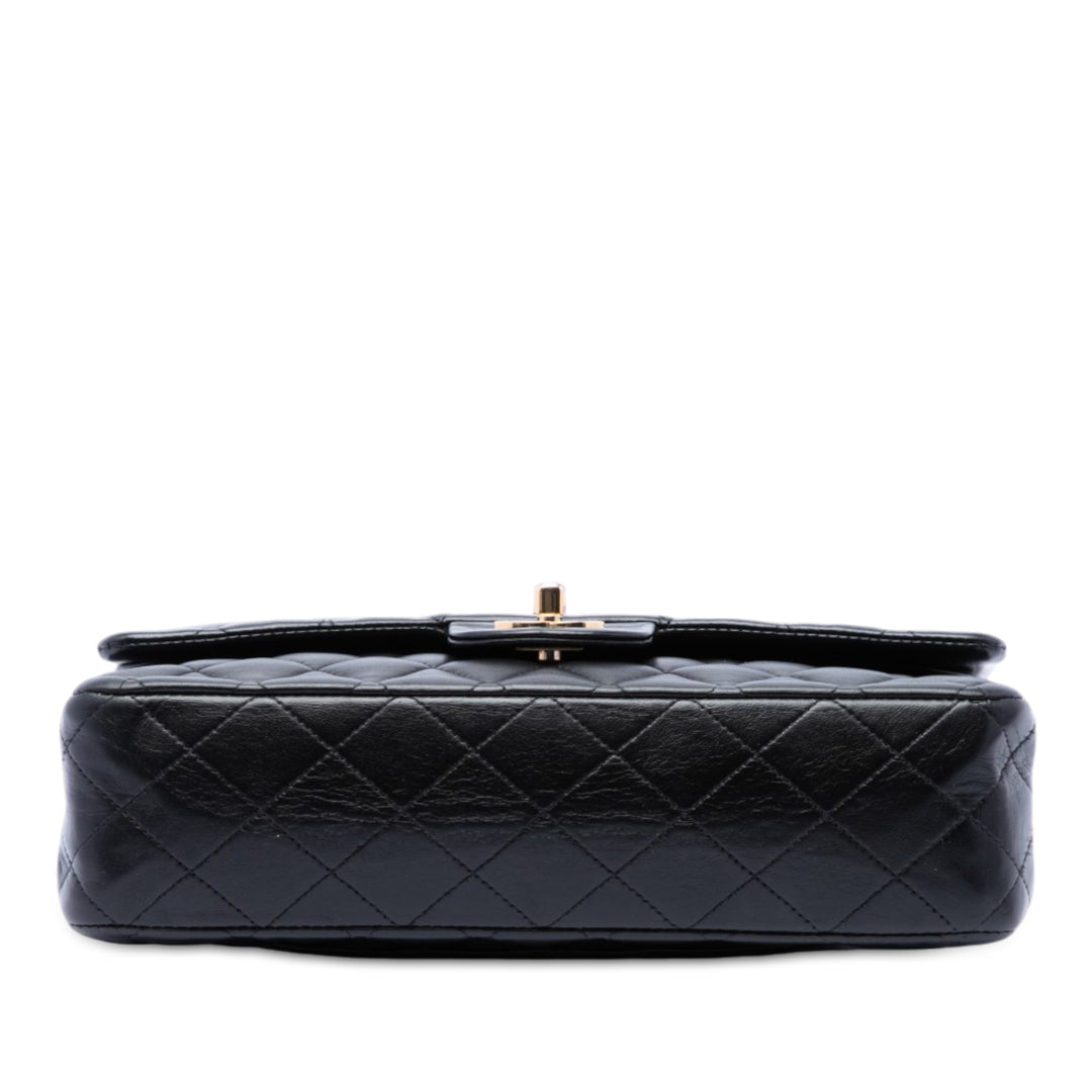 Classic Double rabat Moyen Cuir d'agneau Noir