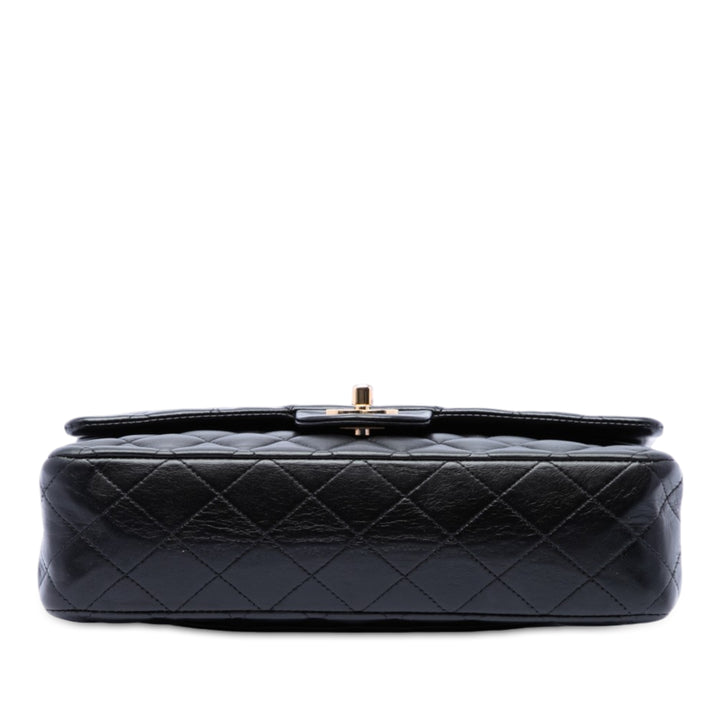 Classic Double rabat Moyen Cuir d'agneau Noir