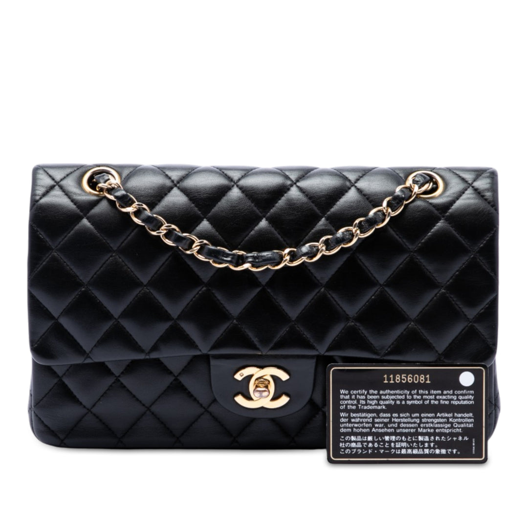 Classic Double rabat Moyen Cuir d'agneau Noir