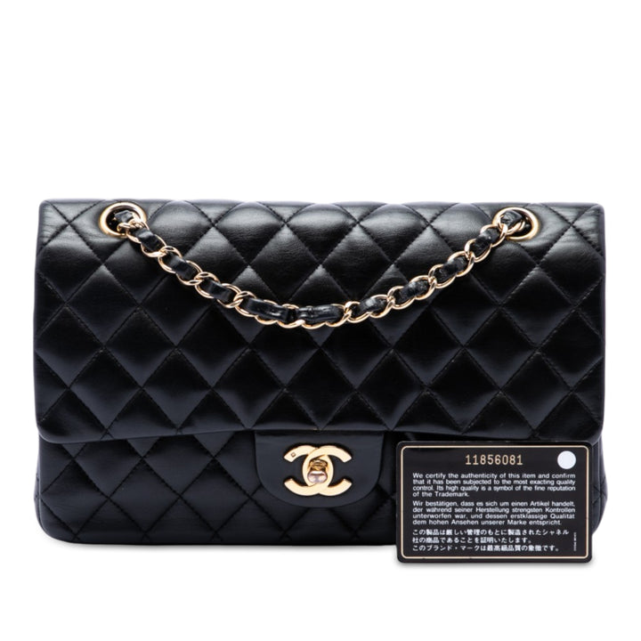 Classic Double rabat Moyen Cuir d'agneau Noir