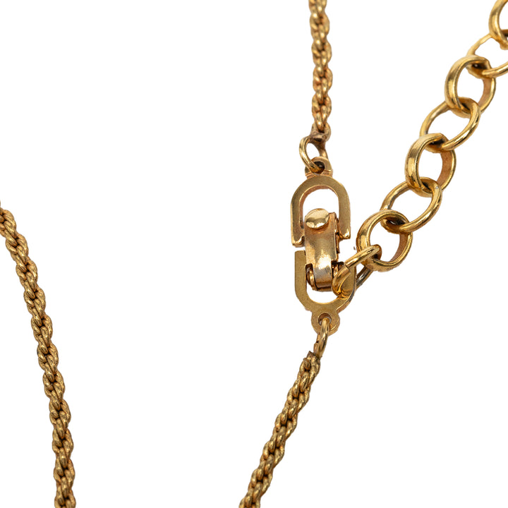 Dior plaqué Émail Logo Rond Pendant Collier Doré – vue 4 – GABY PARIS
