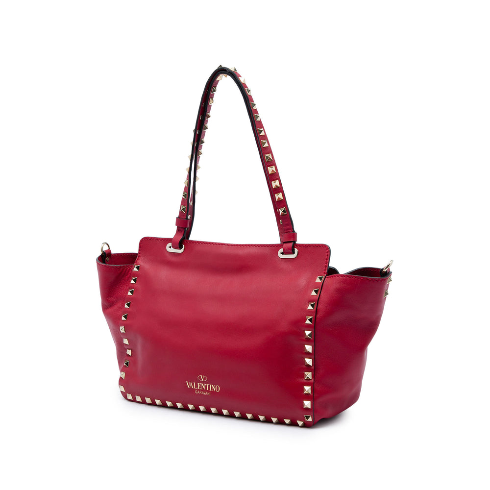 Valentino Sac à main Rockstud Trapeze Petit Rouge – vue 2 – GABY PARIS