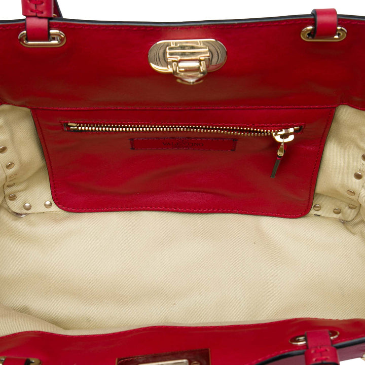 Valentino Sac à main Rockstud Trapeze Petit Rouge – vue 4 – GABY PARIS