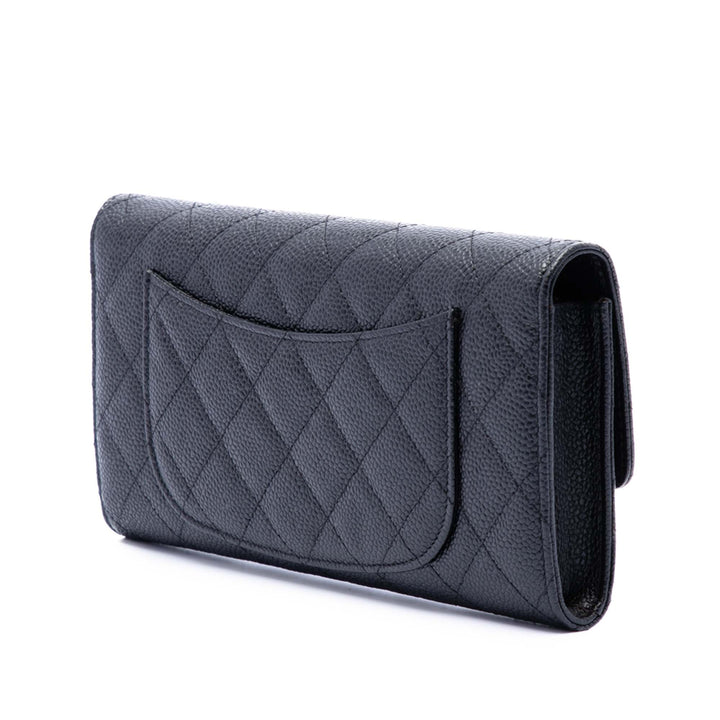 Chanel CC Caviar Classic Long à rabat Portefeuille