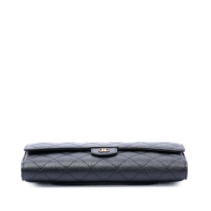 Chanel CC Caviar Classic Long à rabat Portefeuille