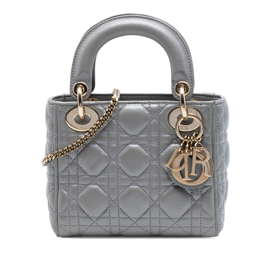 Dior Mini Metallic Cuir d’agneau Cannage Lady Dior