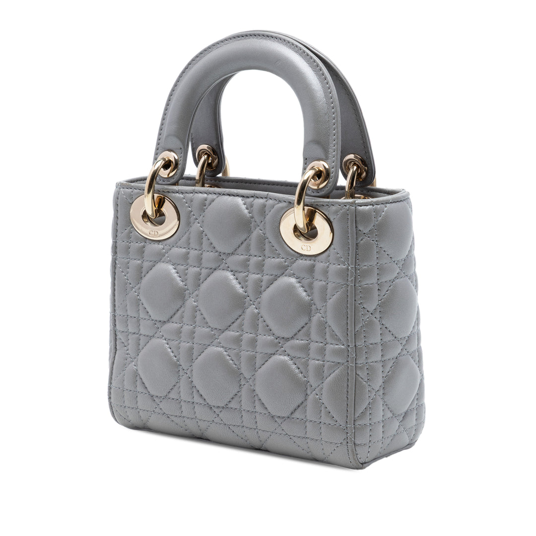 Dior Mini Metallic Cuir d’agneau Cannage Lady Dior