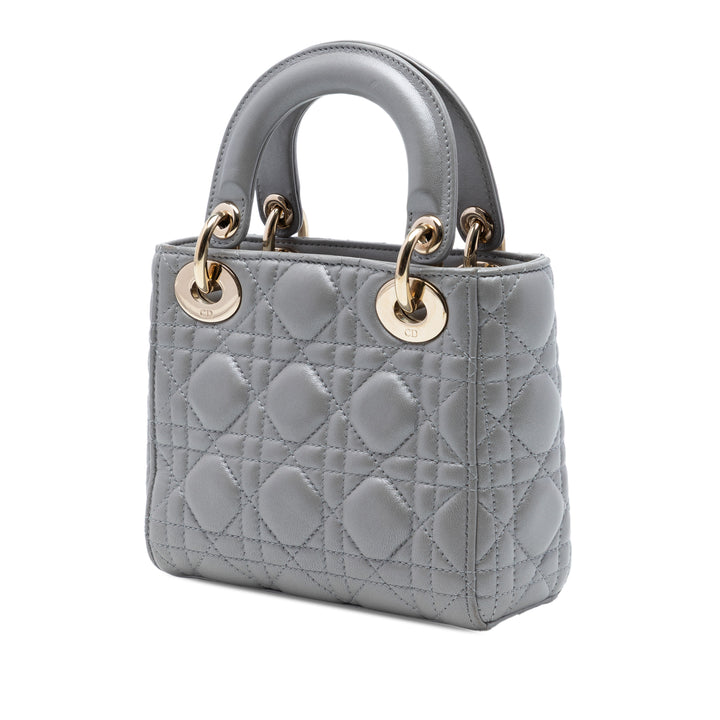 Dior Mini Metallic Cuir d’agneau Cannage Lady Dior