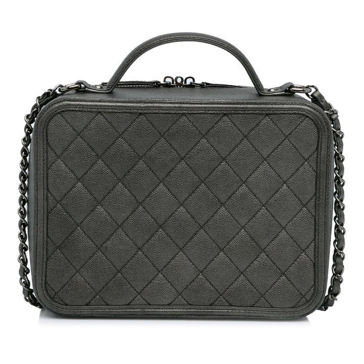 Medium CC Filigree Caviar Vanity Case Gray - Gaby Paris