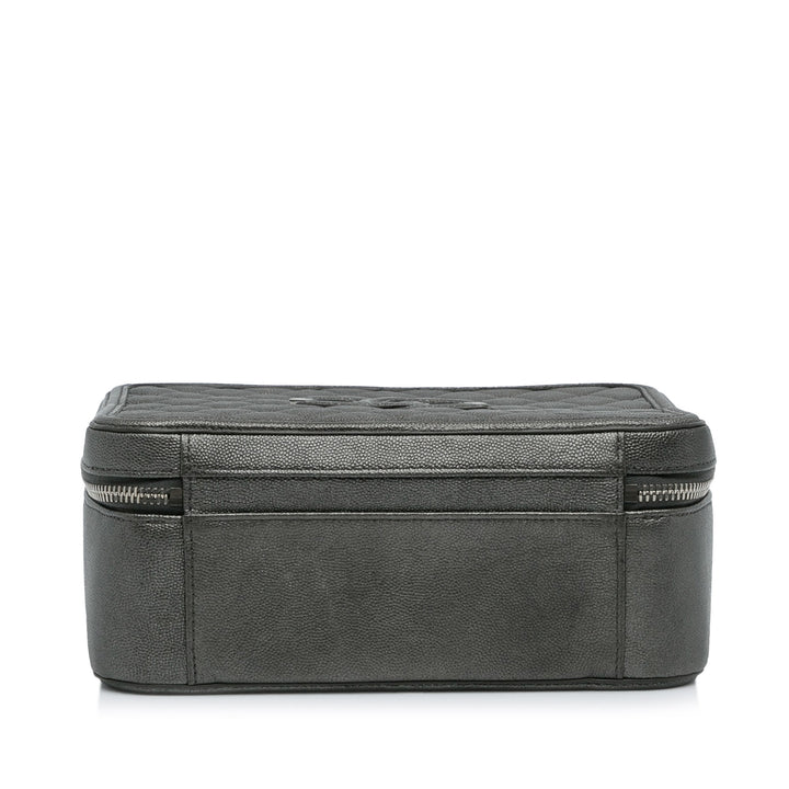 Medium CC Filigree Caviar Vanity Case Gray - Gaby Paris