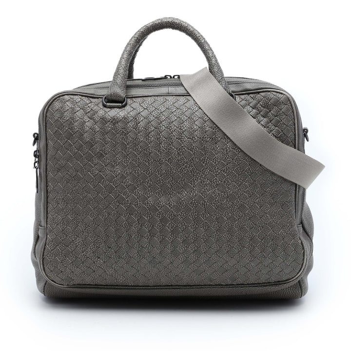 grainé Intrecciato Business Sac Cuir de veau grainé Gris