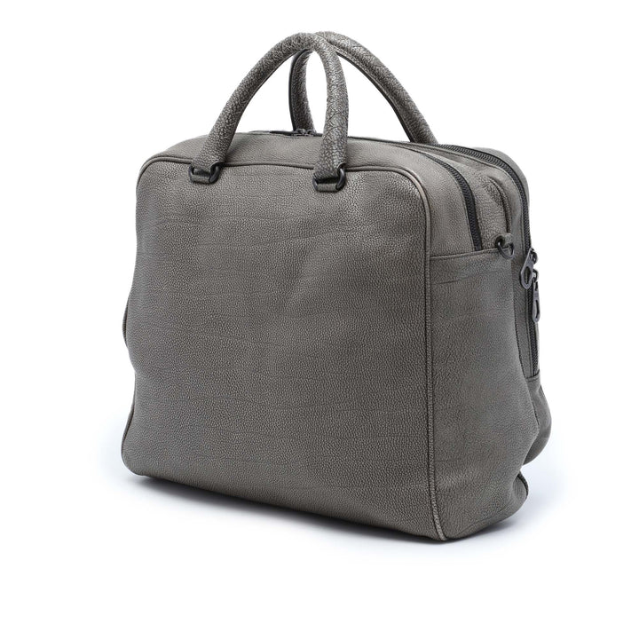 grainé Intrecciato Business Sac Cuir de veau grainé Gris
