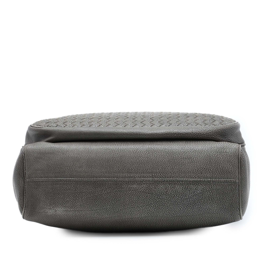 grainé Intrecciato Business Sac Cuir de veau grainé Gris