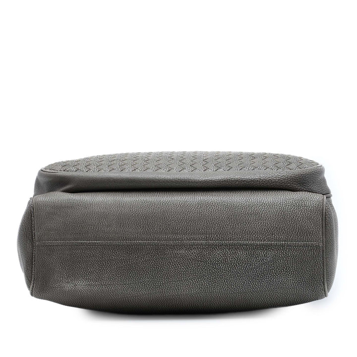 grainé Intrecciato Business Sac Cuir de veau grainé Gris