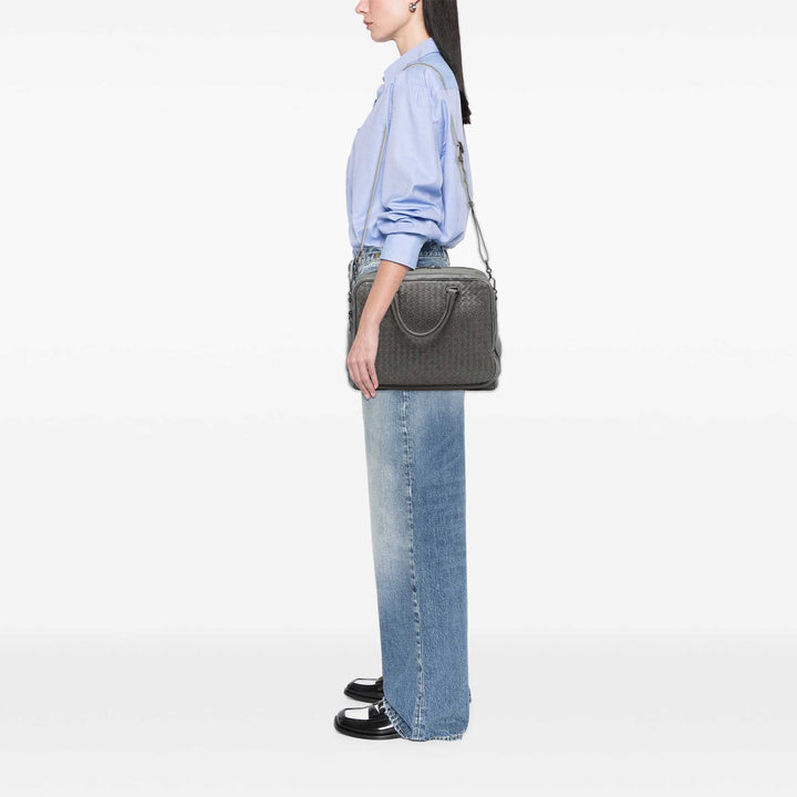 grainé Intrecciato Business Sac Cuir de veau grainé Gris