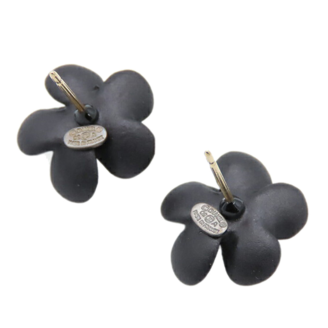Chanel CC Resin Rhinestone Camellia fermoir poussette Boucles d’oreilles