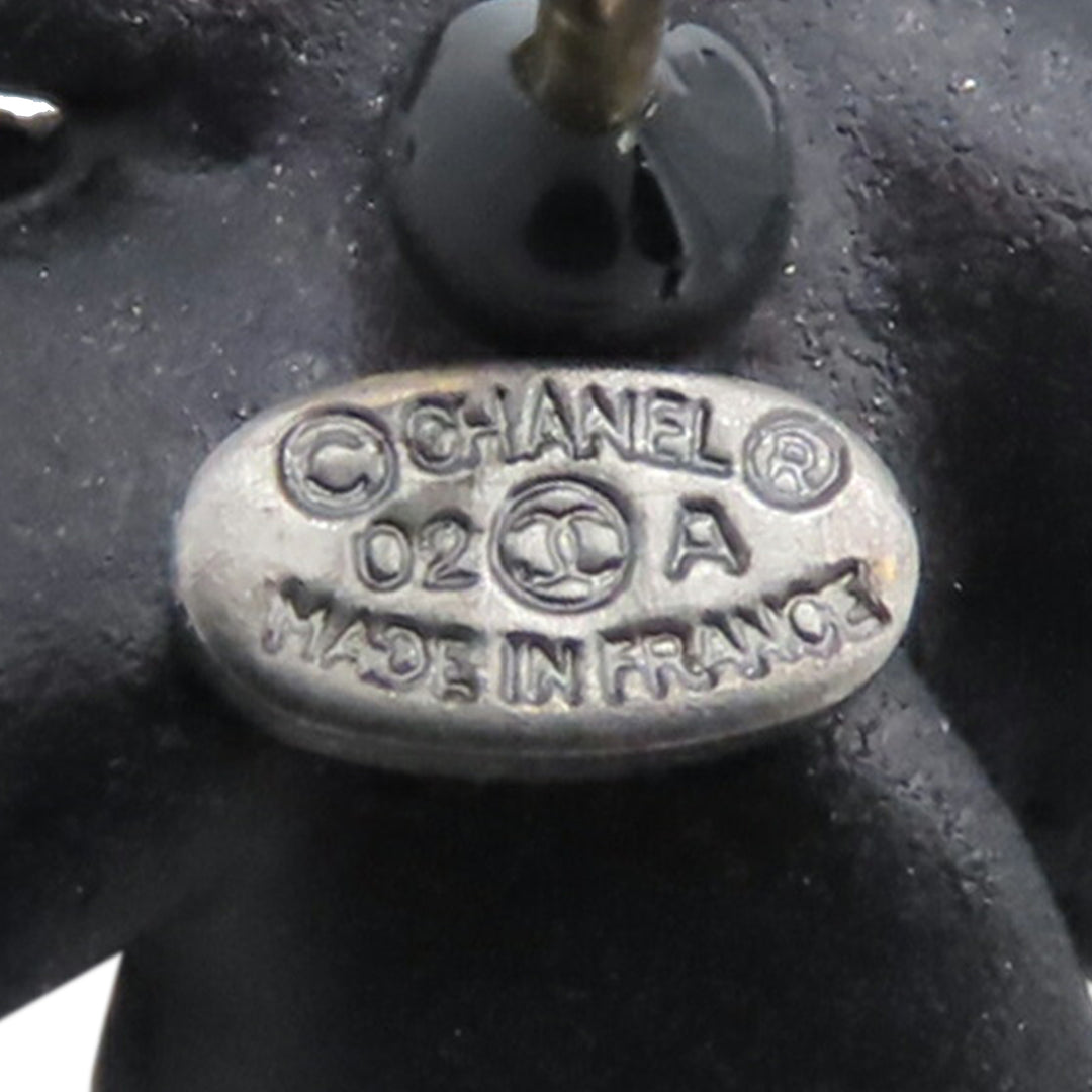 Chanel CC Resin Rhinestone Camellia fermoir poussette Boucles d’oreilles