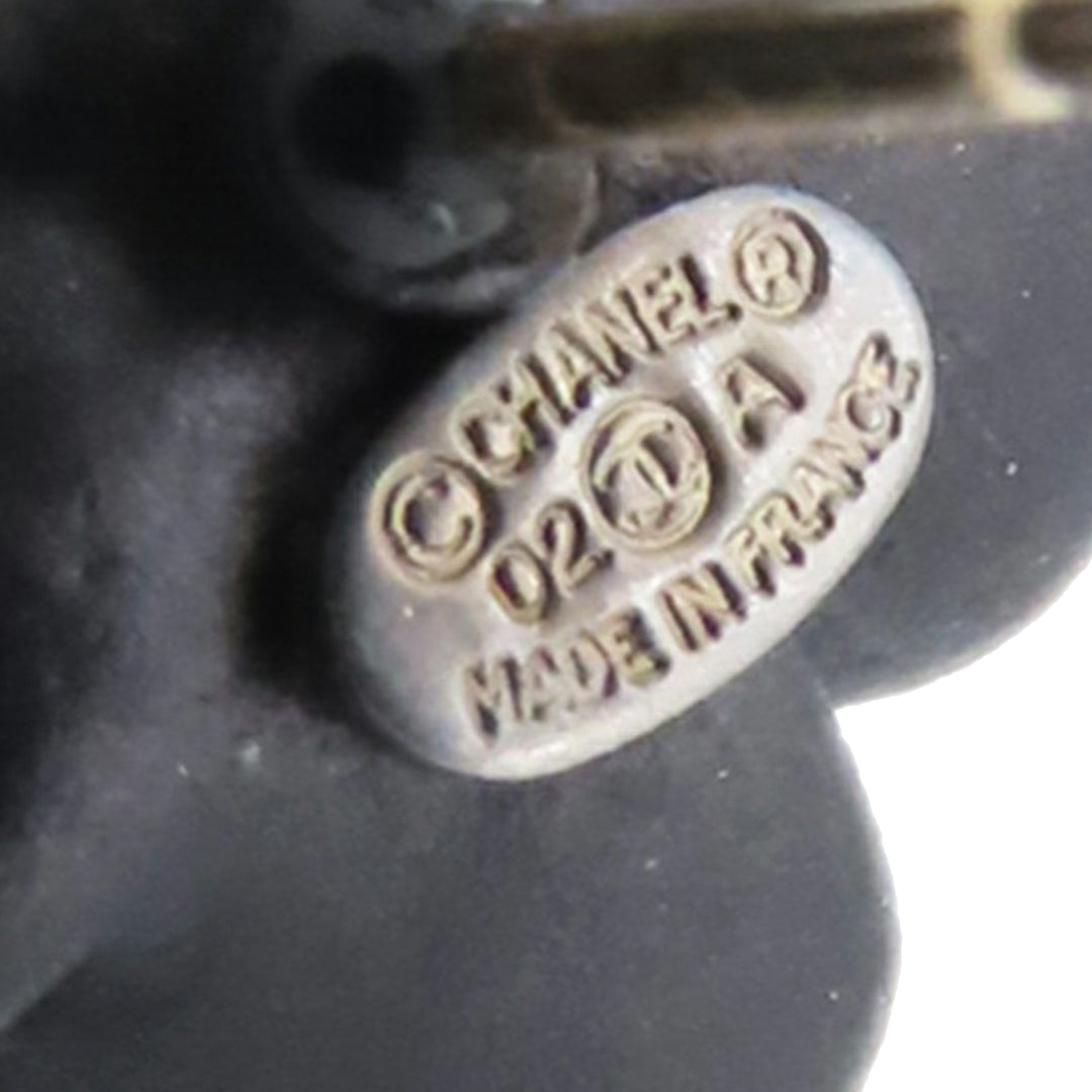 Chanel CC Resin Rhinestone Camellia fermoir poussette Boucles d’oreilles