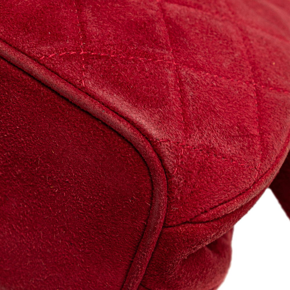 Quilted Suede Metal Frame Handbag Red - Gaby Paris