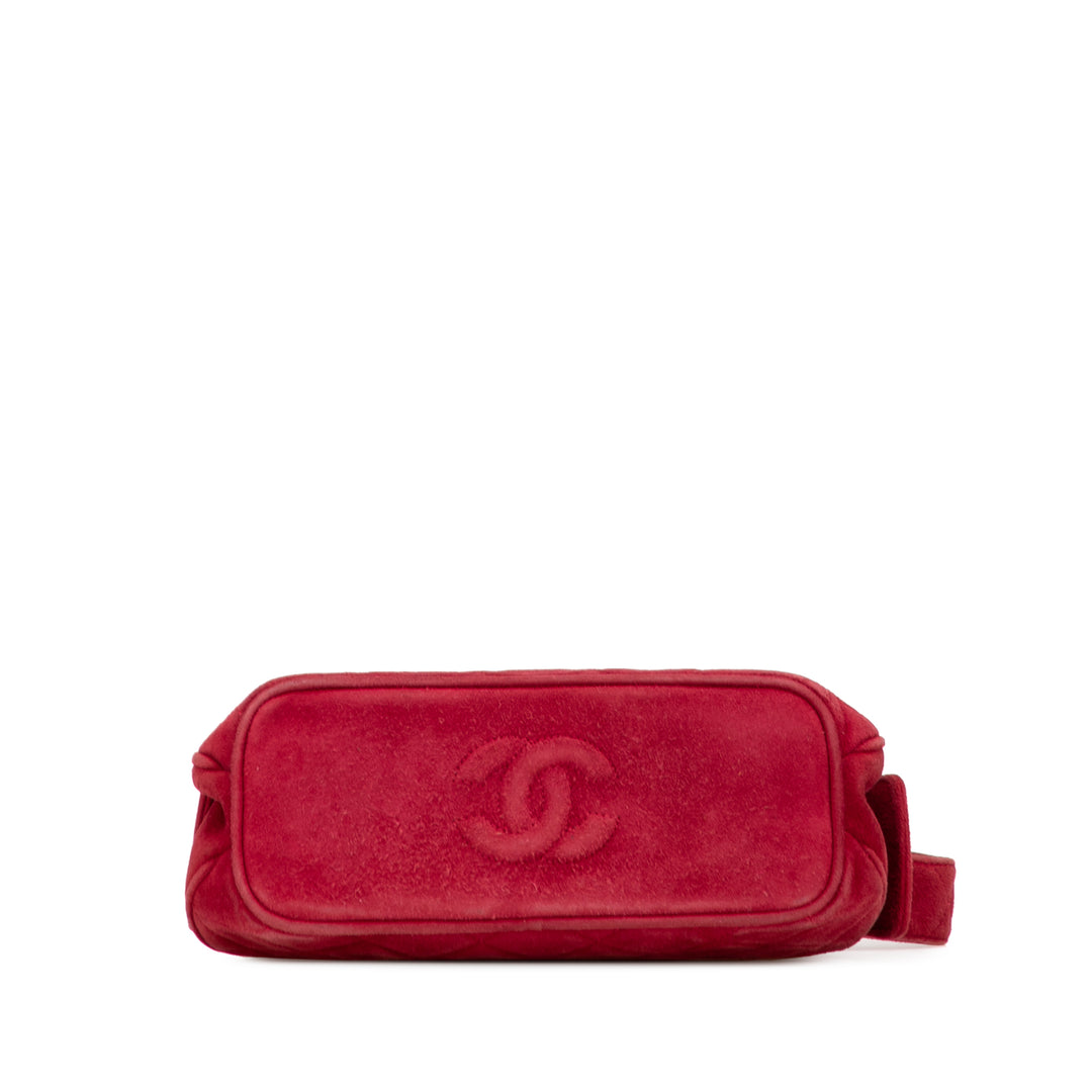 Quilted Suede Metal Frame Handbag Red - Gaby Paris