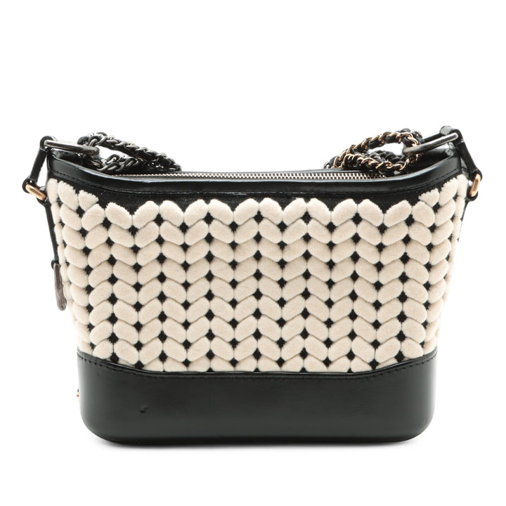 Chanel Small Knit and Cuir de veau Gabrielle Hobo Noir