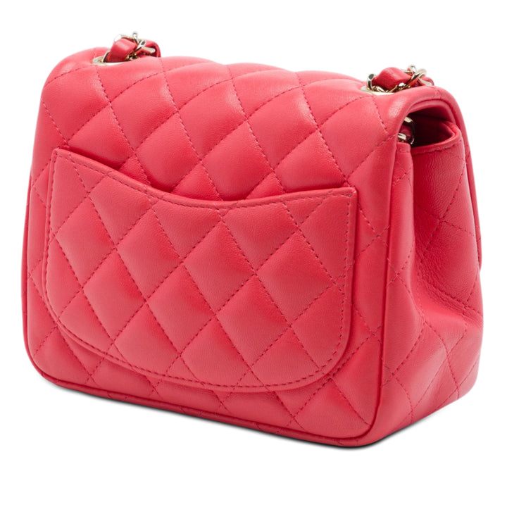 Chanel Mini Square Classic Cuir d’agneau Simple rabat
