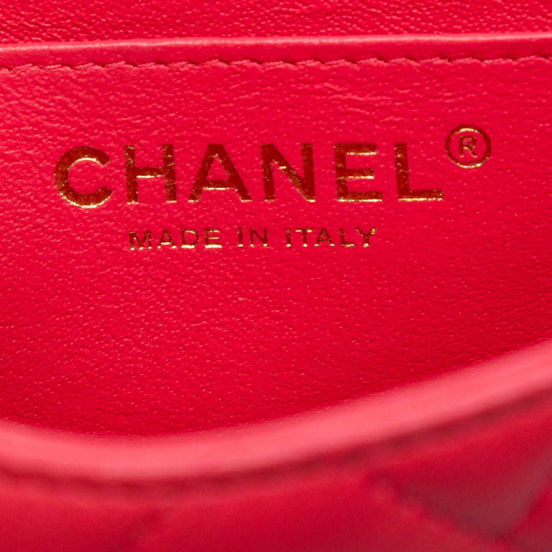 Chanel Mini Square Classic Cuir d’agneau Simple rabat