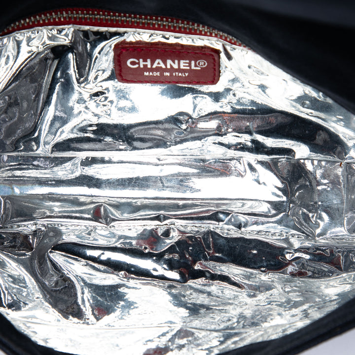 Chanel CC Toile et Chocolate Bar Metallic Cuir d’agneau No 5 à rabat