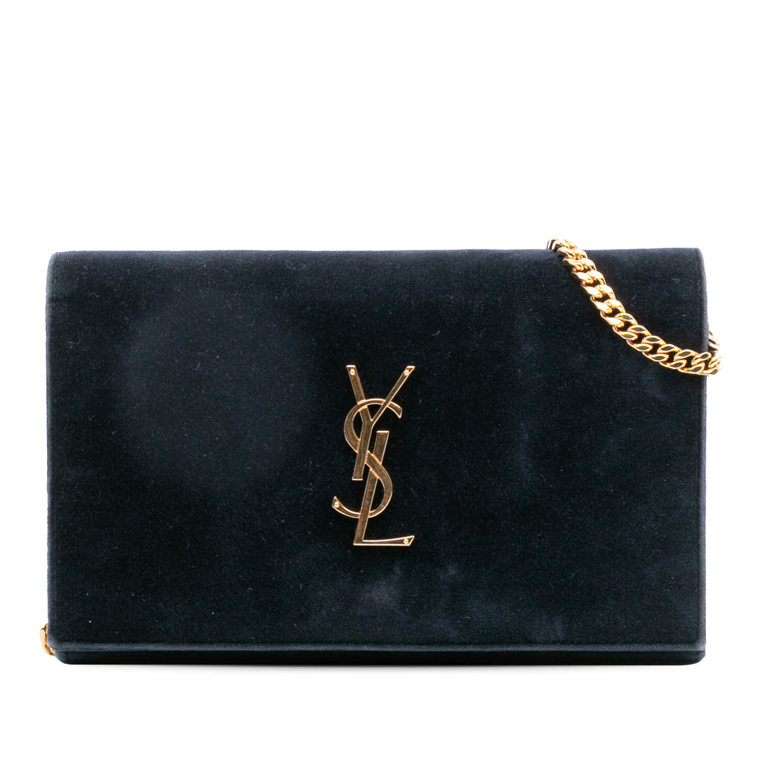 Saint Laurent Daim Monogram Kate Chain Wallet Vert – GABY PARIS Authentique