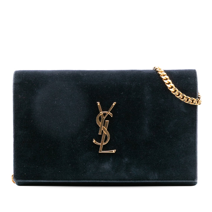 Saint Laurent Daim Monogram Kate Chain Wallet Vert – GABY PARIS Authentique