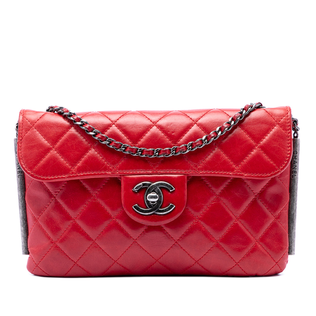Chanel CC Matelassé Cuir d’agneau embossé LAX Simple rabat