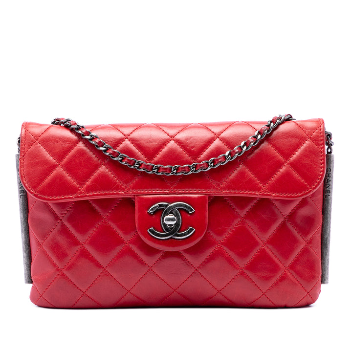 Chanel CC Matelassé Cuir d’agneau embossé LAX Simple rabat