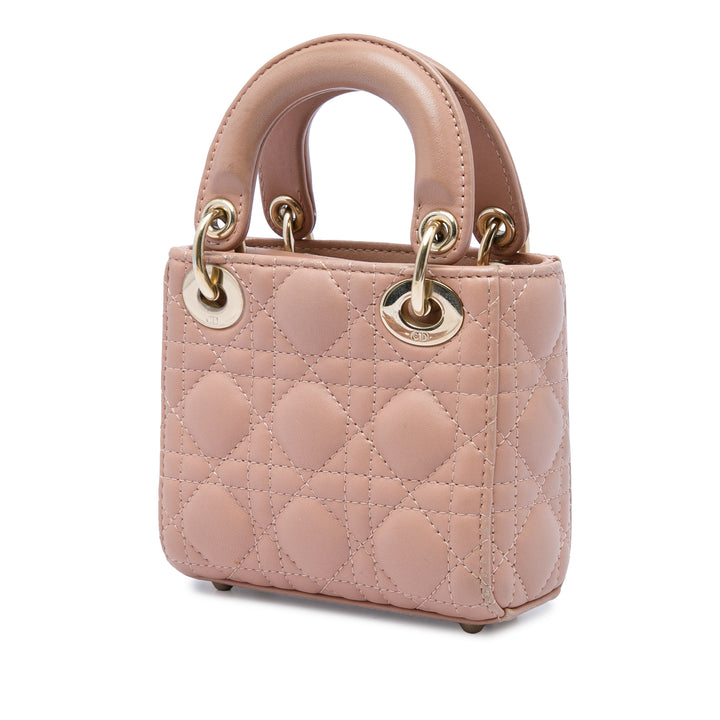 Lady Dior Cannage Micro Cuir d'agneau Marron