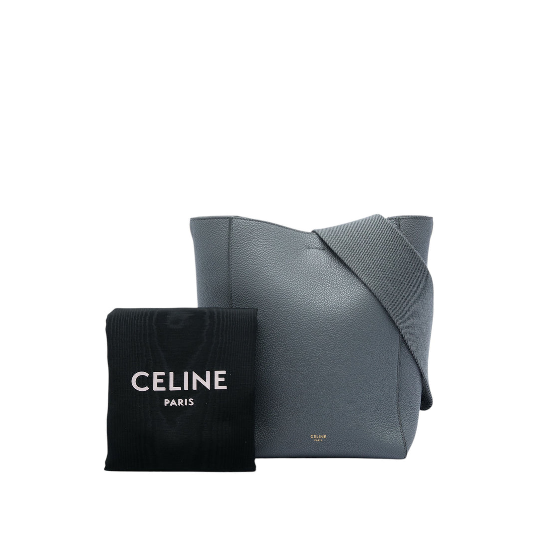Celine Souple grainé Seau Sangle Sac seau Petit Cuir de veau grainé Gris – vue 7 – GABY PARIS
