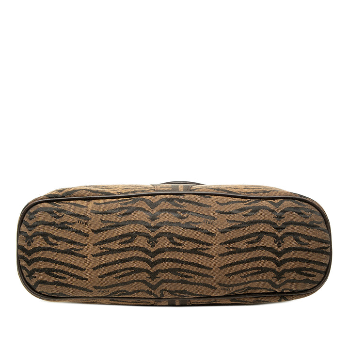 Fendi Cabas Zucca Zebra Imprimé Diavolo Trapezio Marron – vue 3 – GABY PARIS