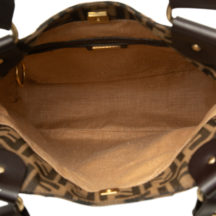 Fendi Cabas Zucca Zebra Imprimé Diavolo Trapezio Marron – vue 4 – GABY PARIS