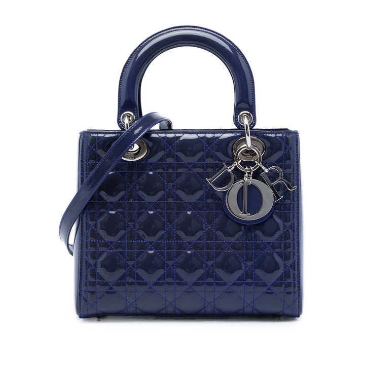 Dior Medium Cuir verni Cannage Lady Dior