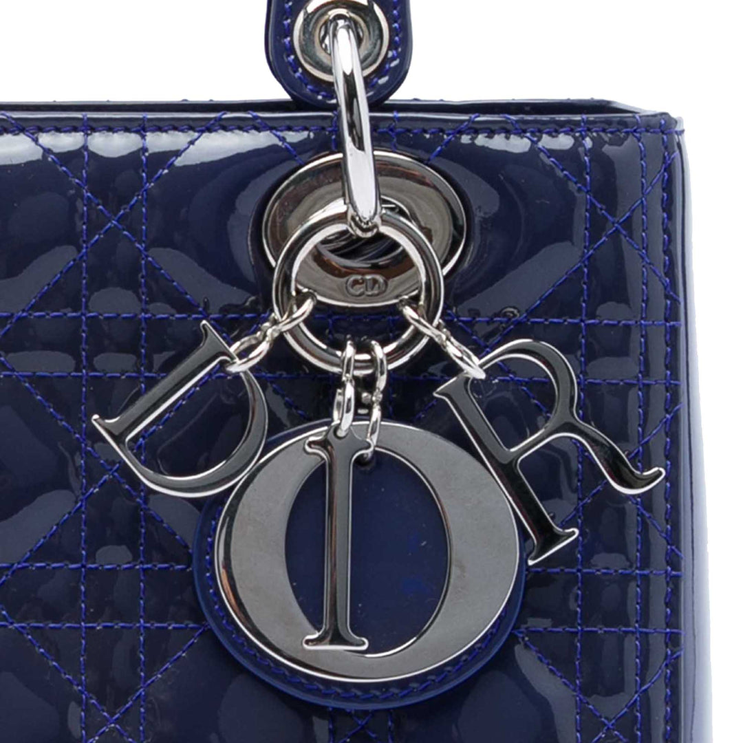 Dior Medium Cuir verni Cannage Lady Dior