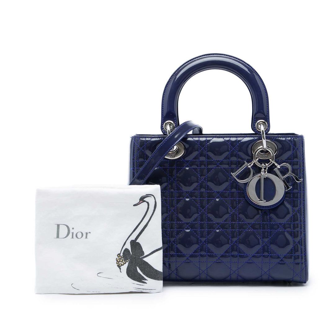Dior Medium Cuir verni Cannage Lady Dior