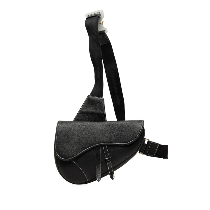 grainé Saddle Sac Cuir de veau grainé Noir