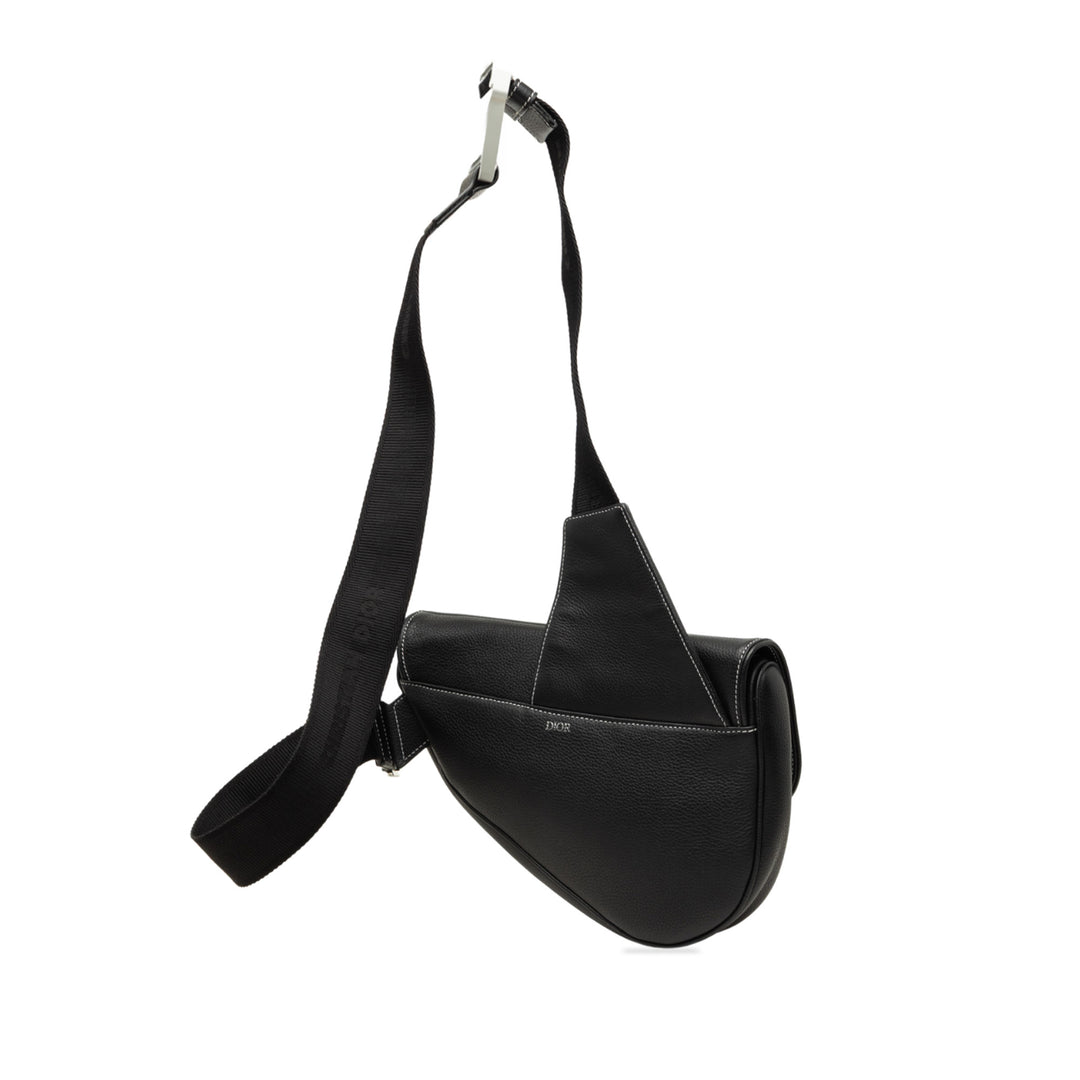 grainé Saddle Sac Cuir de veau grainé Noir
